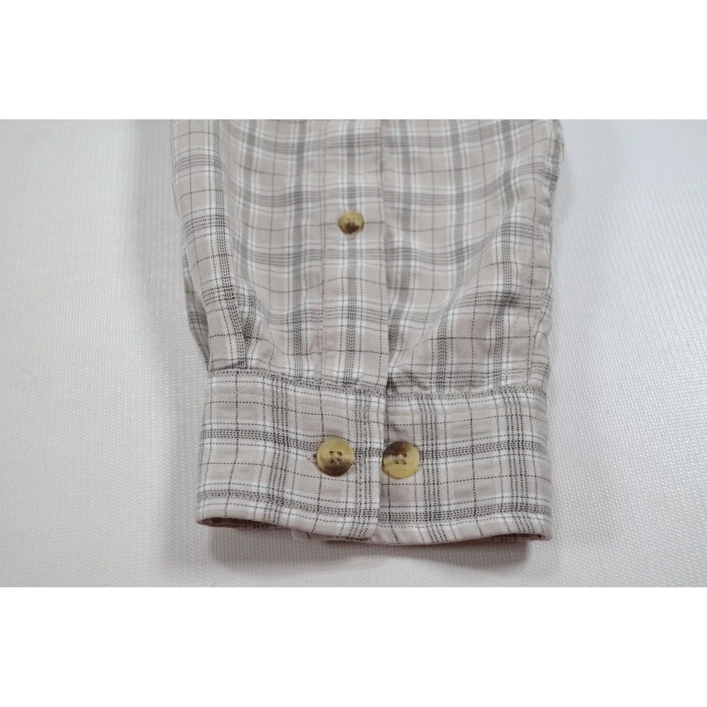 The North Face Long‎ Sleeve Button Up Shirt Men's Size XL Beige Black Plaid Nice